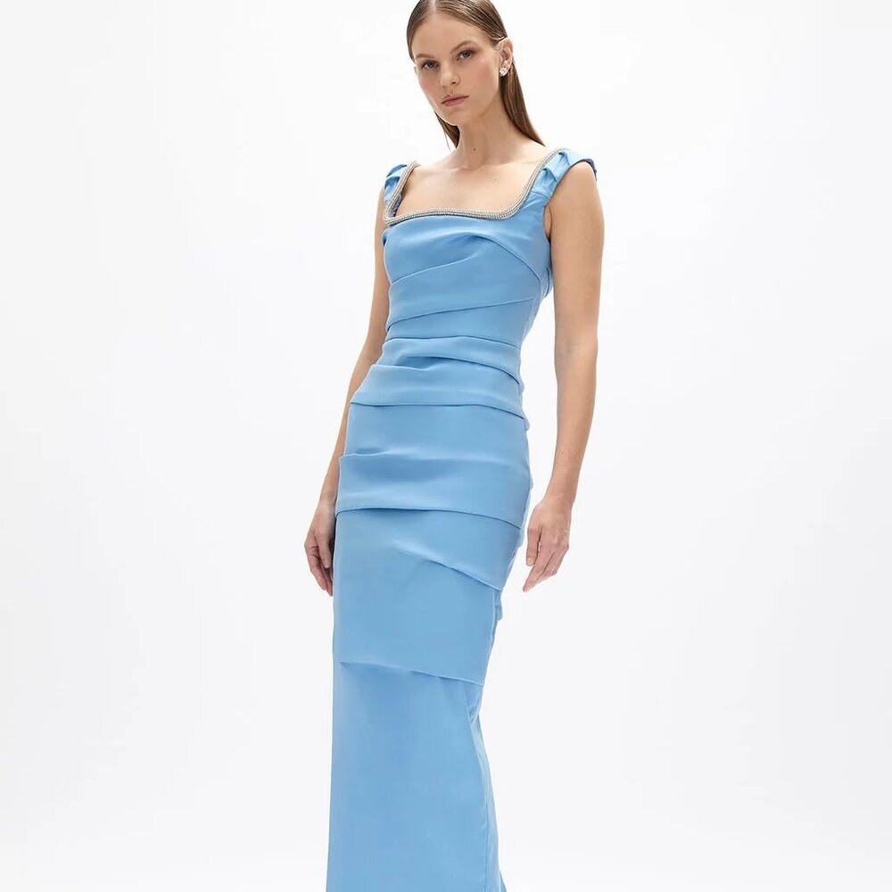 RACHEL GILBERT ONYX GOWN IN MARINA BLUE, SIZE 8